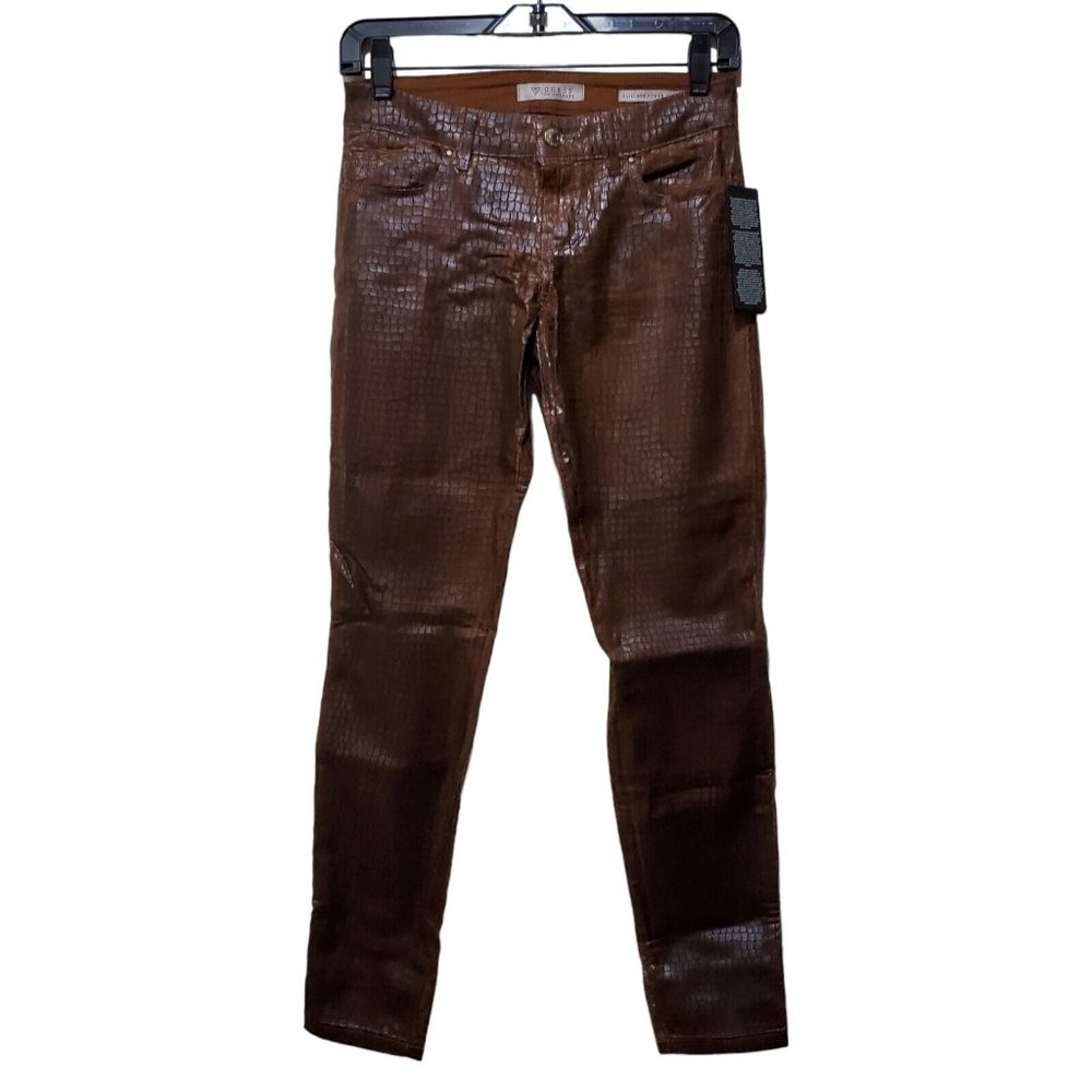 Brown Textured Women Jeans